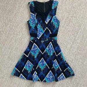 Mesh panel print dress